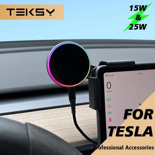 Sf9ccf7a9c4bc48e7ba0e6105e4476299a-2.webp Car Phone Mount Holder 15W and 25W Qi2.2 Magnetic Wireless Charger Compatible with MagSafe for Tesla Model Y 3 JUNIPER 2026 34