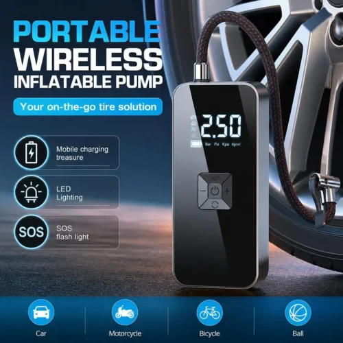 Sfce95319d9f04cab9f27ee9d9fdbb44am.webp 16L/min Car Tyre Inflator Cordless Digital USB Rechargeable Tire Air Compressor Pump 12v Car Cigarette Lighter Plug Power Cord 34